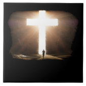 Man dat het Christelijke kruis van Jezus stroomt Tegeltje (Voorkant)