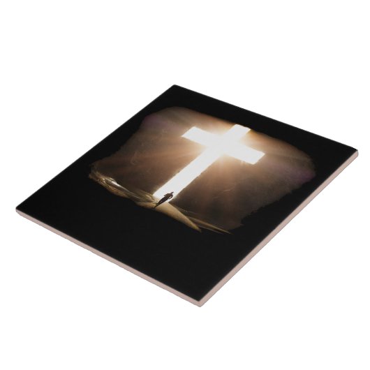 Man dat het Christelijke kruis van Jezus stroomt Tegeltje (Zijkant)