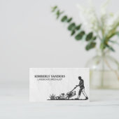 Man dat het gras maait visitekaartje (Staand voorkant)