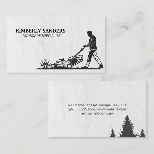 Man dat het gras maait visitekaartje (Voorkant / Achterkant)