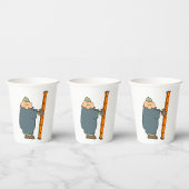 Man dat houder is van een adder papieren bekers