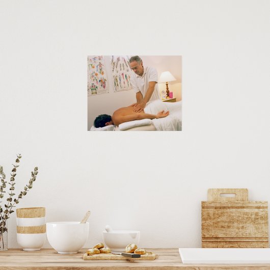Man dat massage ontvangt poster (Keuken)