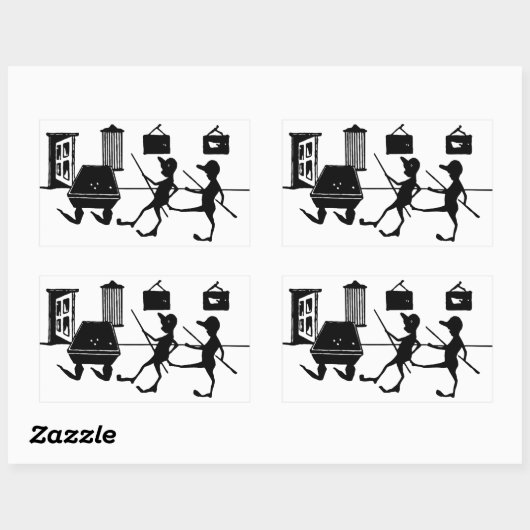 Man dat op poolbiljarten wordt gemarteld rechthoekige sticker (Vel)