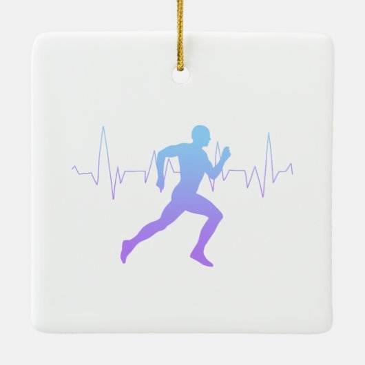 Man dat Runners Silhouette Gradient in werking ste Keramisch Ornament (Achterkant)