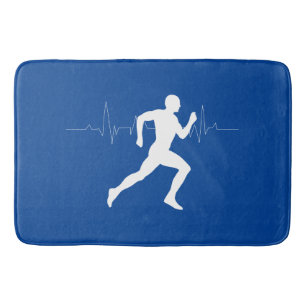 Man dat Runners Silhouette op Blauwe Achtergrond i Badmat