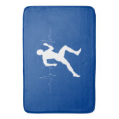 Man dat Runners Silhouette op Blauwe Achtergrond i Badmat (Voorkant Verticaal)