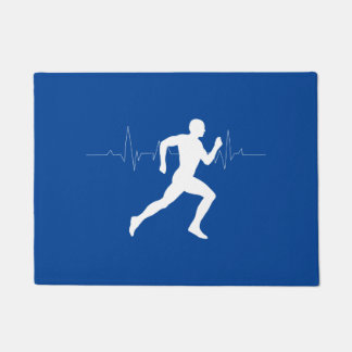 Man dat Runners Silhouette op Blauwe Achtergrond i Deurmat