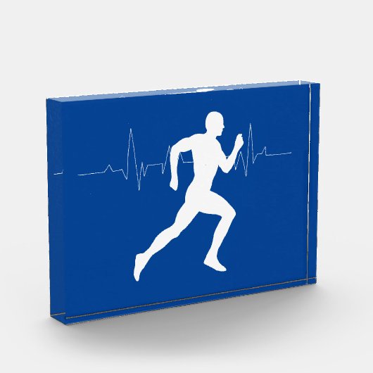 Man dat Runners Silhouette op Blauwe Achtergrond i Fotoblokken (Links)