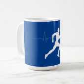 Man dat Runners Silhouette op Blauwe Achtergrond i Koffiemok (Voorkant links)