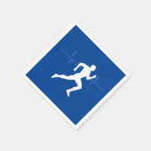 Man dat Runners Silhouette op Blauwe Achtergrond i Servet (Hoek)