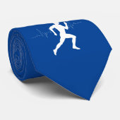 Man dat Runners Silhouette op Blauwe Achtergrond i Stropdas (Opgerold)