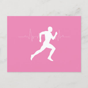 Man dat Runners Silhouette op Roze Achtergrond in Briefkaart