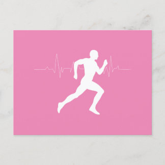 Man dat Runners Silhouette op Roze Achtergrond in  Briefkaart