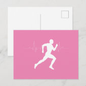 Man dat Runners Silhouette op Roze Achtergrond in Briefkaart (Voorkant / Achterkant)