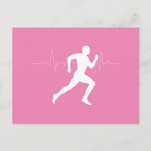 Man dat Runners Silhouette op Roze Achtergrond in Briefkaart (Voorkant)