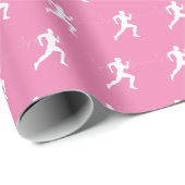Man dat Runners Silhouette op Roze Achtergrond in  Cadeaupapier (Rol Hoek)