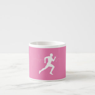 Man dat Runners Silhouette op Roze Achtergrond in  Espresso Kop