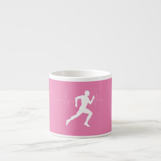 Man dat Runners Silhouette op Roze Achtergrond in  Espresso Kop (Voorkant)