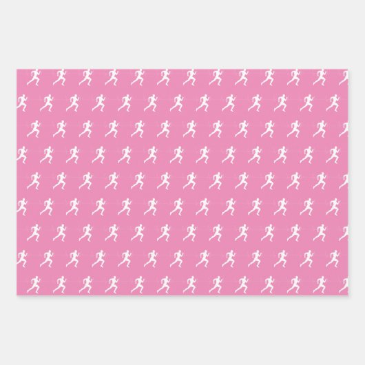Man dat Runners Silhouette op Roze Achtergrond in  Inpakpapier Vel (Voorkant 2)