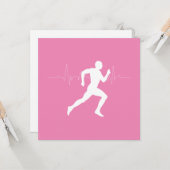 Man dat Runners Silhouette op Roze Achtergrond in  Kaart (Voorkant / Achterkant in situ)