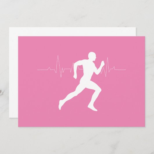 Man dat Runners Silhouette op Roze Achtergrond in  Kaart (Voorkant / Achterkant)
