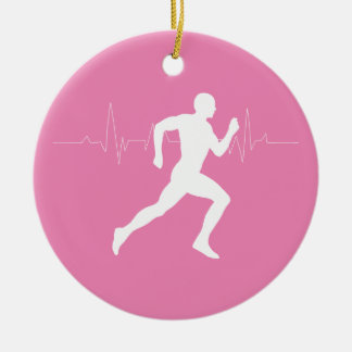 Man dat Runners Silhouette op Roze Achtergrond in  Keramisch Ornament