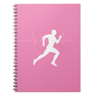 Man dat Runners Silhouette op Roze Achtergrond in  Notitieboek