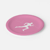 Man dat Runners Silhouette op Roze Achtergrond in  Papieren Bordje (Gekanteld)
