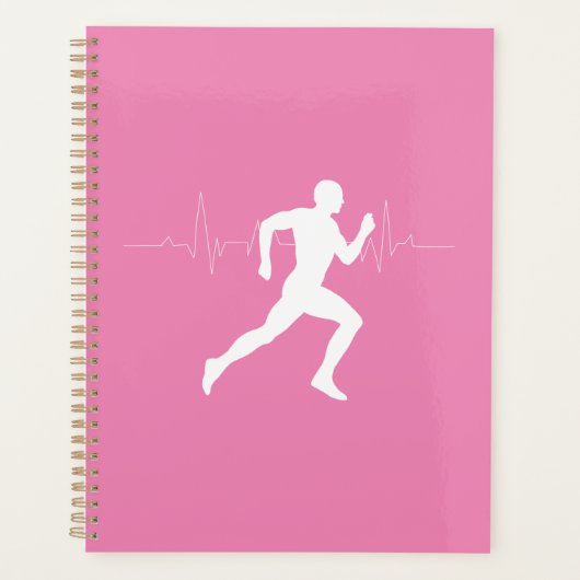 Man dat Runners Silhouette op Roze Achtergrond in  Planner (Voorkant)