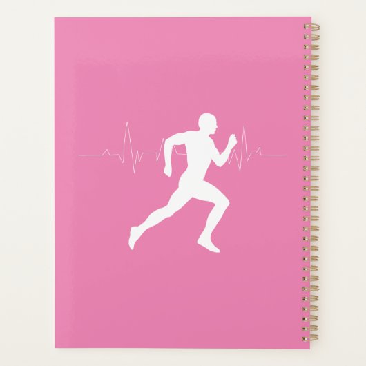 Man dat Runners Silhouette op Roze Achtergrond in  Planner (Achterkant)