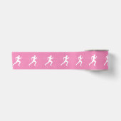 Man dat Runners Silhouette op Roze Achtergrond in Satijnen Lint (Voorkant)