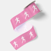 Man dat Runners Silhouette op Roze Achtergrond in Satijnen Lint (Achterkant)