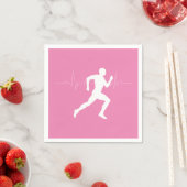Man dat Runners Silhouette op Roze Achtergrond in  Servet (Insitu)