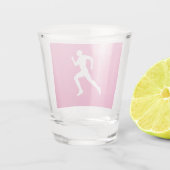 Man dat Runners Silhouette op Roze Achtergrond in  Shot Glas (Achterkant)