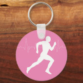 Man dat Runners Silhouette op Roze Achtergrond in  Sleutelhanger (Voorkant)