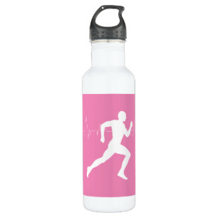 Man dat Runners Silhouette op Roze Achtergrond in  Waterfles