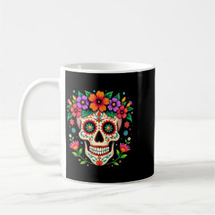 Man Día De Los Muertos Suikerschedel Met Bloemen Koffiemok