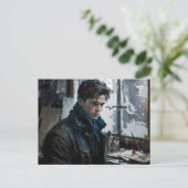 man dichter mooi portret winterstoutmoedige kunst briefkaart (Staand voorkant)