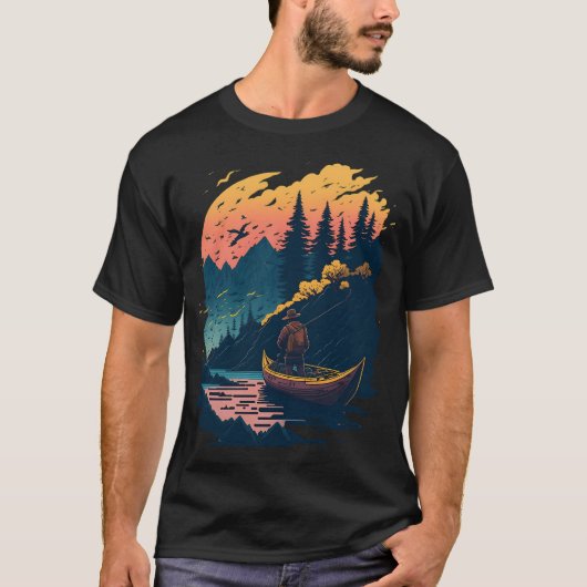 man die aan het vissen is t-shirt (Voorkant)