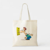 Man die een Canvas tas van de ooggrafiek leest (Achterkant)