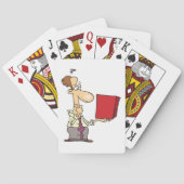 Man die een doos bekijkt pokerkaarten (Achterkant)
