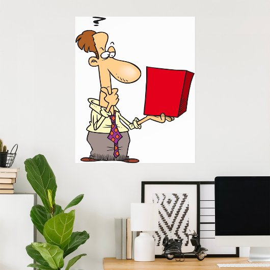 Man die een doos bekijkt poster