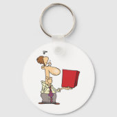 Man die een doos bekijkt sleutelhanger (Achterkant)