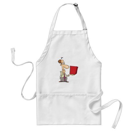 Man die een doos bekijkt standaard schort (Voorkant)