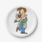 Man die een foto maakt papieren bordje (Voorkant)