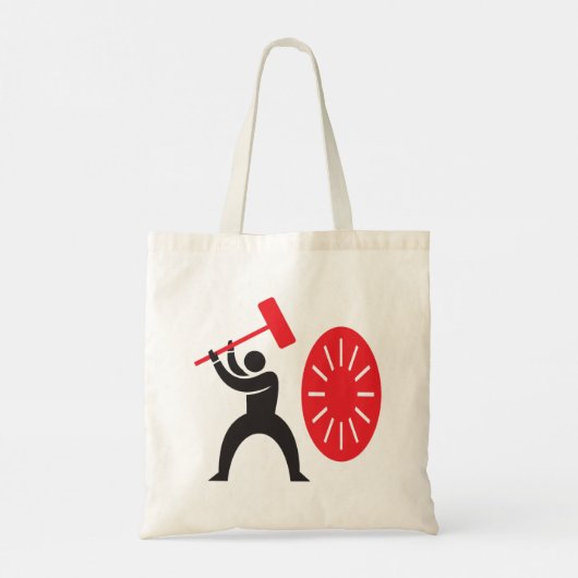 Man die een gong-Canvas tas raakt (Achterkant)