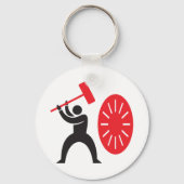 Man die een gong-Sleutelhanger raakt Sleutelhanger (Achterkant)