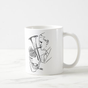 Man die eufonium muziekinstrument bespeelt koffiemok