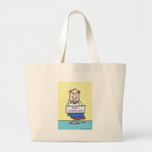 man die gestraft wordt door het dragen van een nie grote tote bag