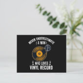 Man die houdt van Vinyl Record Funny Music Lover Briefkaart (Staand voorkant)
